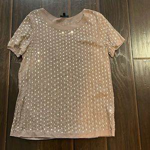 Richard Chai Love Silk Brown Sheer Sequin Top, size 8